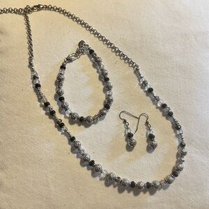 Brighton Swarovski & Onyx Beaded Necklace, Bracelet & Earring Set